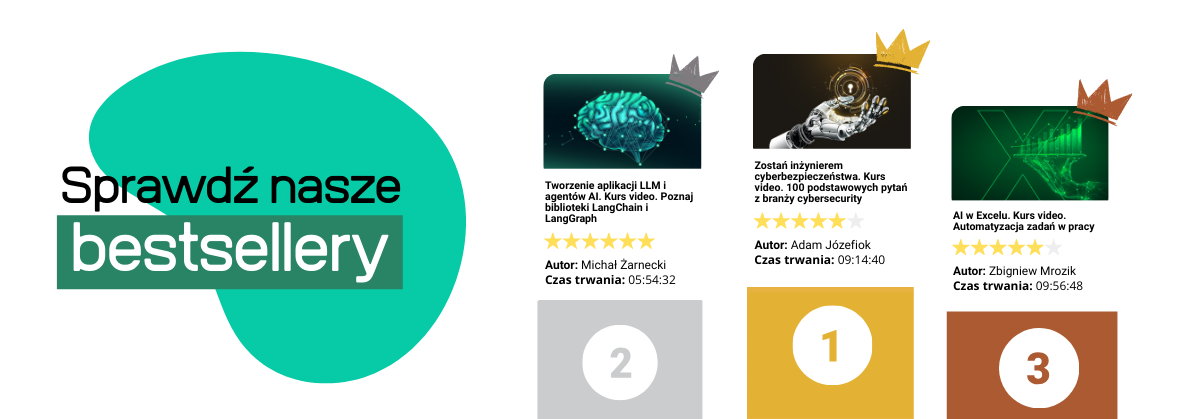 Grafika promocji - Bestsellerowe kursy online